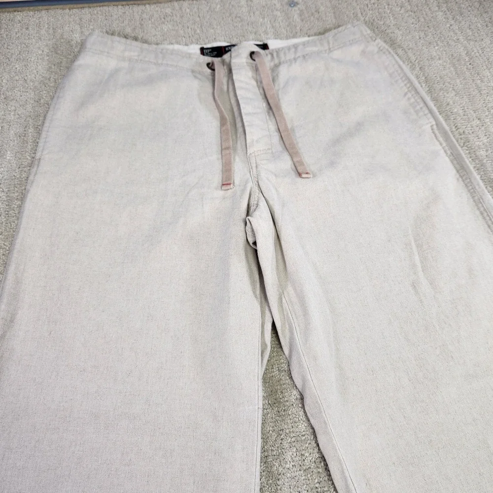 Vintage Express Pants Men Medium Baggy Linen Cotton High Rise Trouser Drawstring